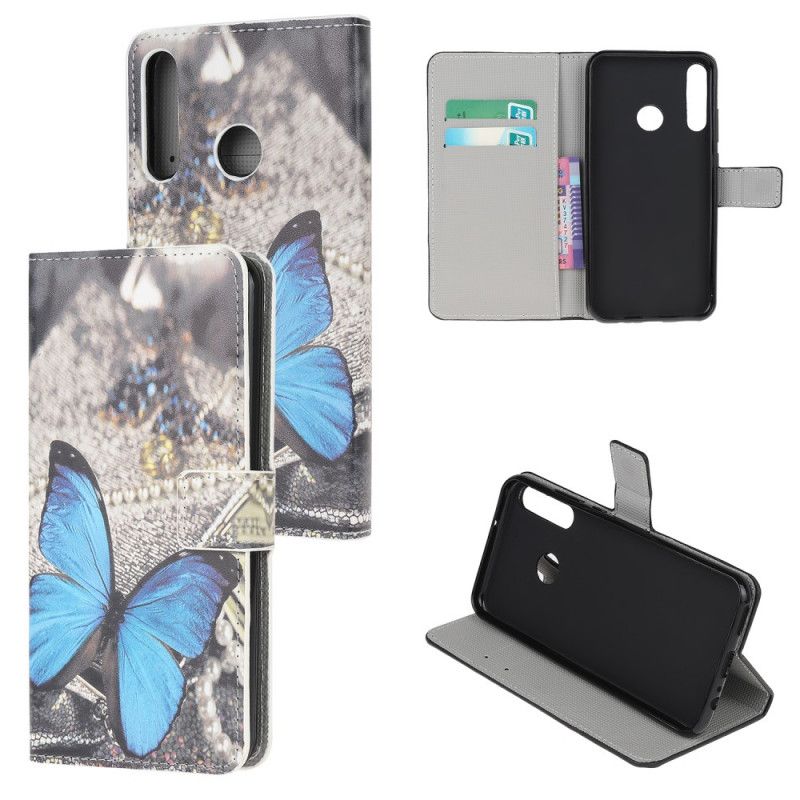 Etui Folio Huawei Y6p Niebieski Motyl Etui Ochronne