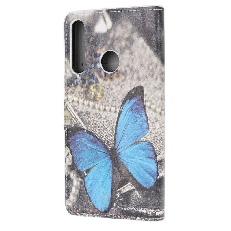 Etui Folio Huawei Y6p Niebieski Motyl Etui Ochronne