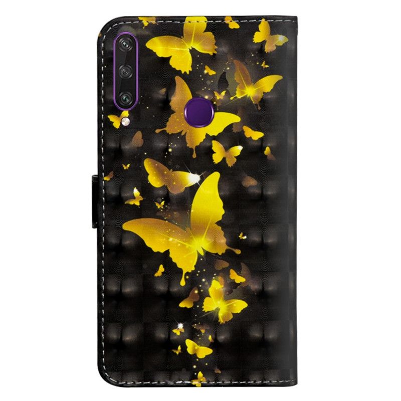 Etui Folio Huawei Y6p Żółte Motyle Etui Ochronne