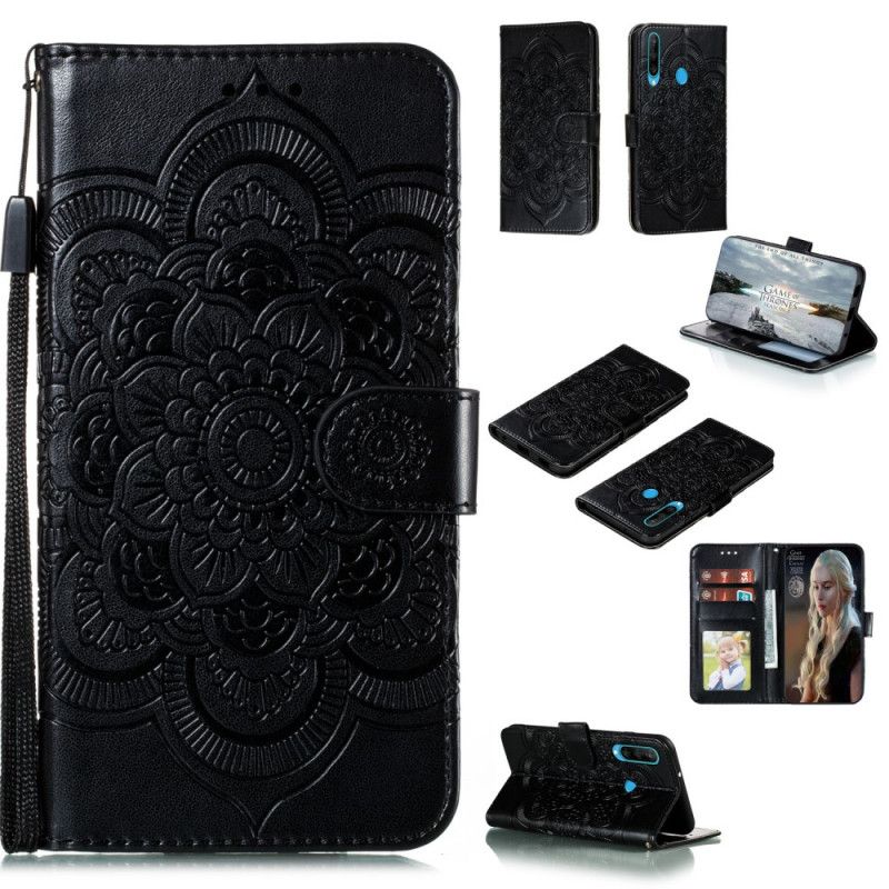 Etui Folio Huawei Y6p Szary Czarny Pełna Mandala