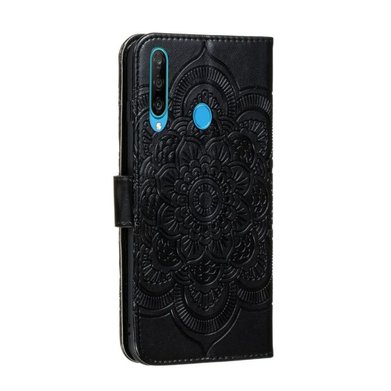 Etui Folio Huawei Y6p Szary Czarny Pełna Mandala