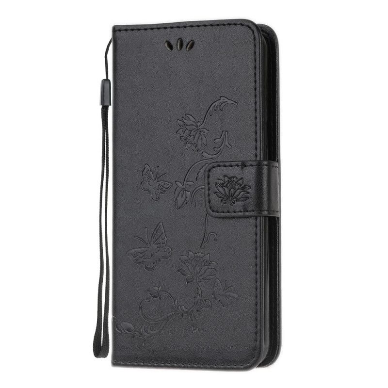 Etui Folio Huawei Y6p Szary Czarny Zaczarowane Motyle Etui Ochronne