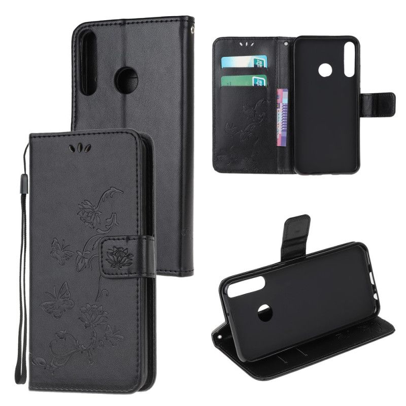 Etui Folio Huawei Y6p Szary Czarny Zaczarowane Motyle Etui Ochronne