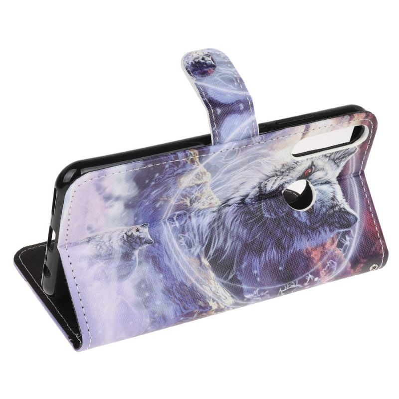 Etui Folio Huawei Y6p Wilk Zimą Ze Stringami