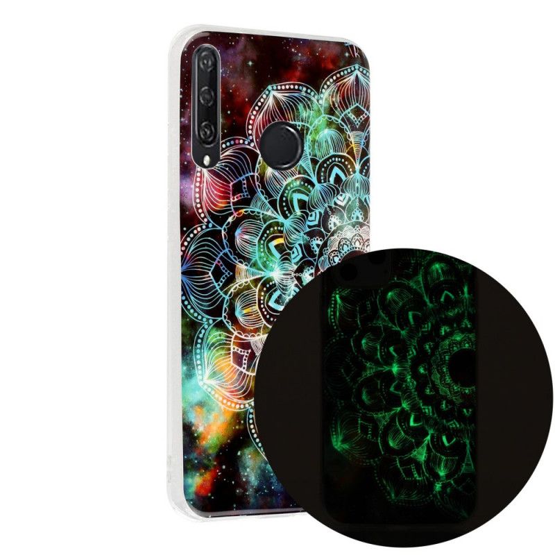 Etui Huawei Y6p Czerwony Czarny Fluorescencyjna Seria Kwiatowa