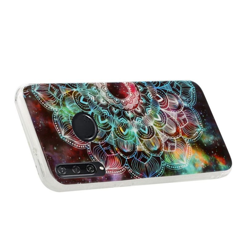 Etui Huawei Y6p Czerwony Czarny Fluorescencyjna Seria Kwiatowa