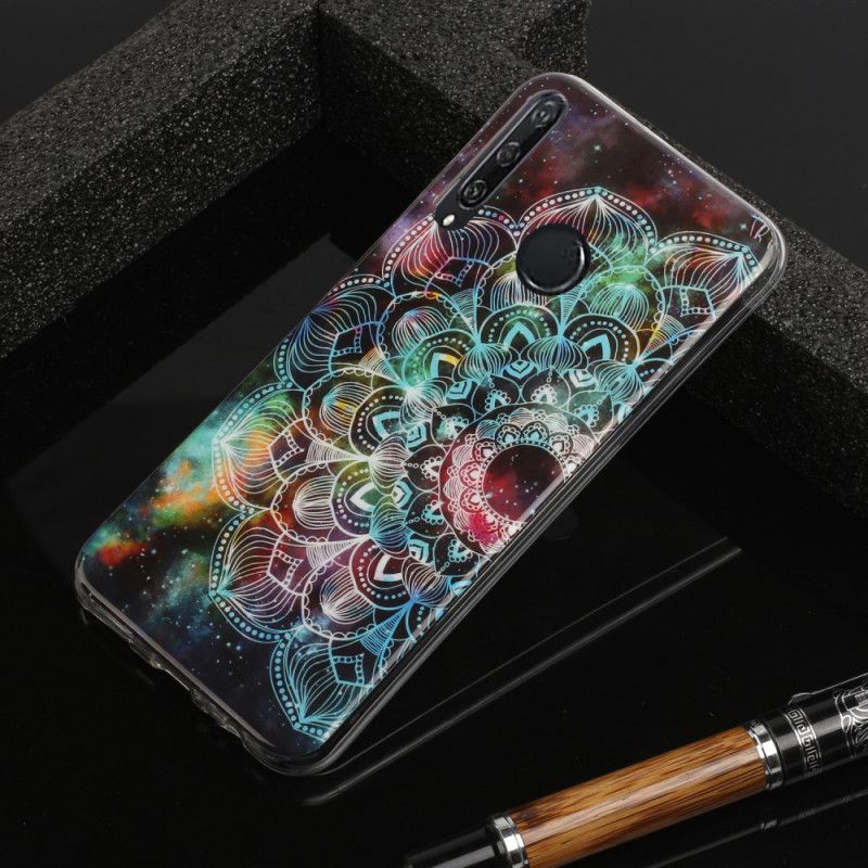 Etui Huawei Y6p Czerwony Czarny Fluorescencyjna Seria Kwiatowa