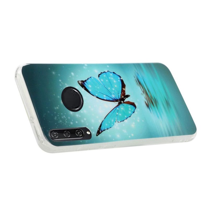 Etui Huawei Y6p Fluorescencyjny Niebieski Motyl