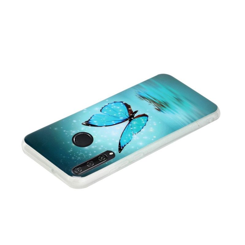 Etui Huawei Y6p Fluorescencyjny Niebieski Motyl