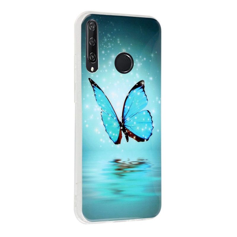 Etui Huawei Y6p Fluorescencyjny Niebieski Motyl