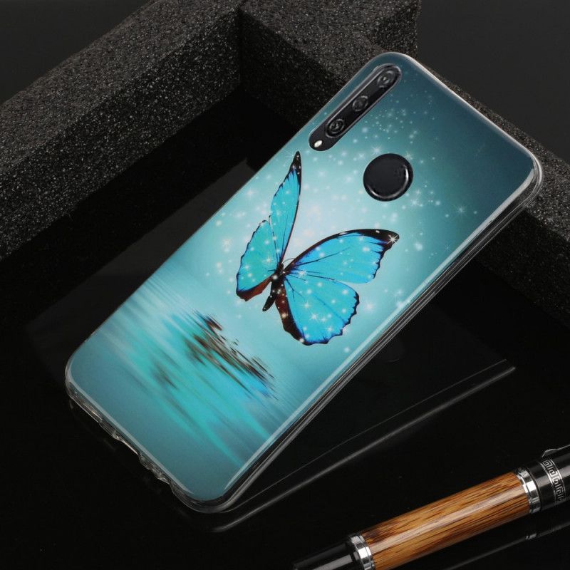 Etui Huawei Y6p Fluorescencyjny Niebieski Motyl