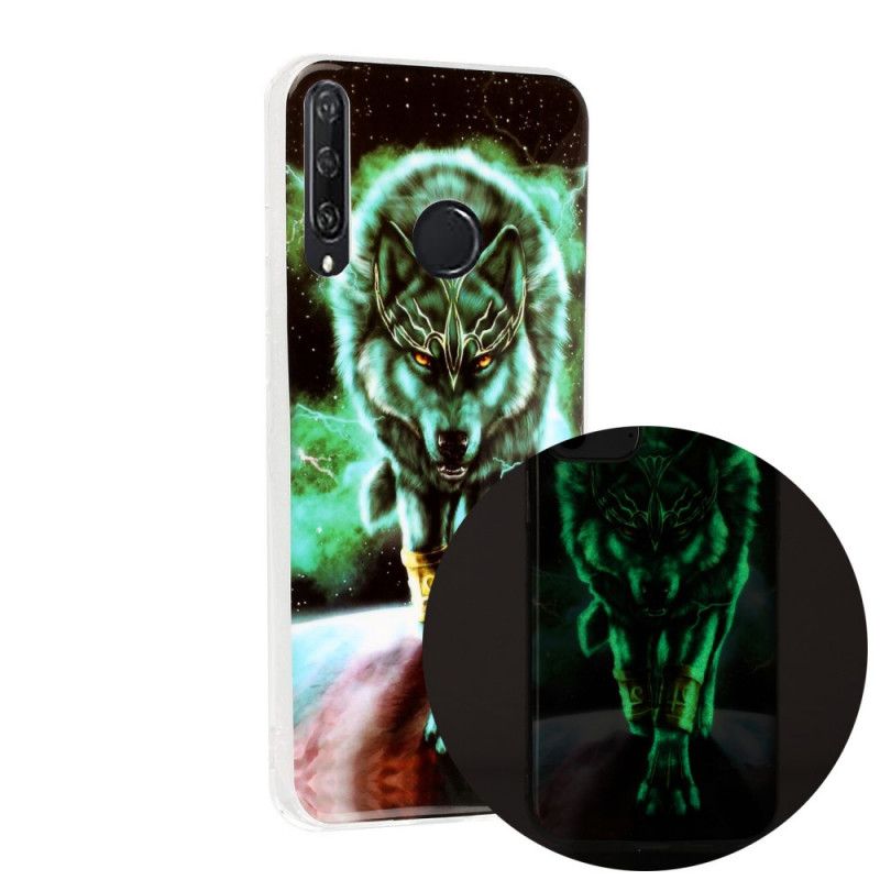 Etui Huawei Y6p Granatowy Czarny Fluorescencyjna Seria Wilków