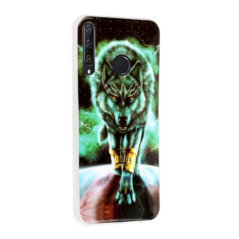 Etui Huawei Y6p Granatowy Czarny Fluorescencyjna Seria Wilków