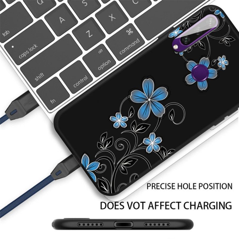 Etui Huawei Y6p Niebieskie Kwiaty Etui Ochronne