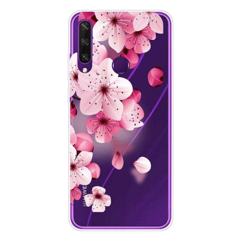 Etui Huawei Y6p Różowy Magenta Premium Kwiatowy