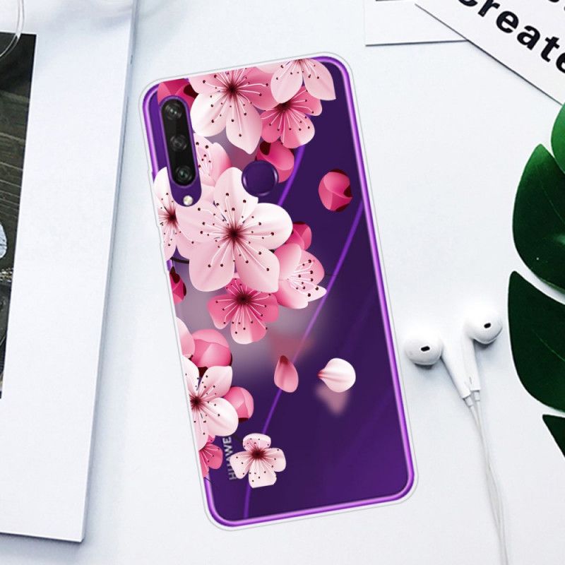 Etui Huawei Y6p Różowy Magenta Premium Kwiatowy