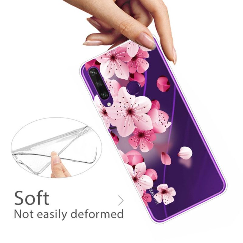 Etui Huawei Y6p Różowy Magenta Premium Kwiatowy