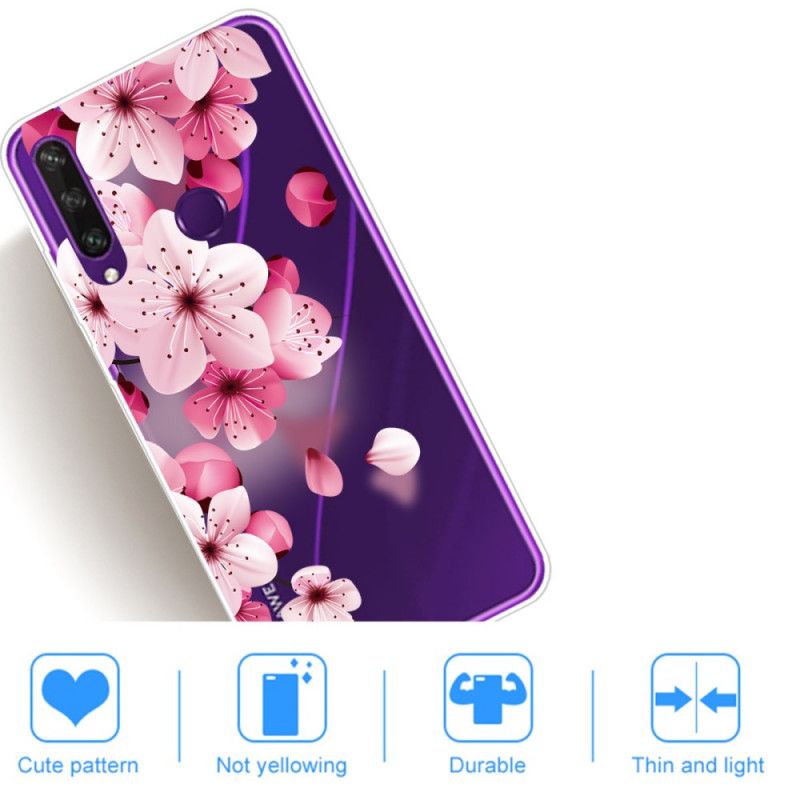 Etui Huawei Y6p Różowy Magenta Premium Kwiatowy