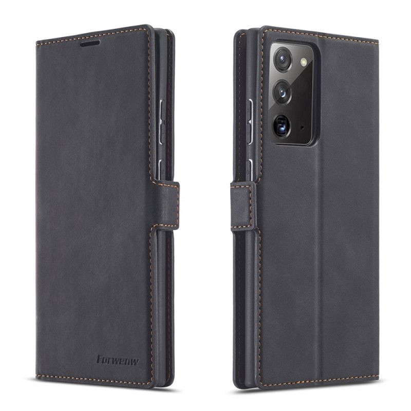 Etui Folio Samsung Galaxy Note 20 Czerwony Czarny Efekt Skóry Forwenw