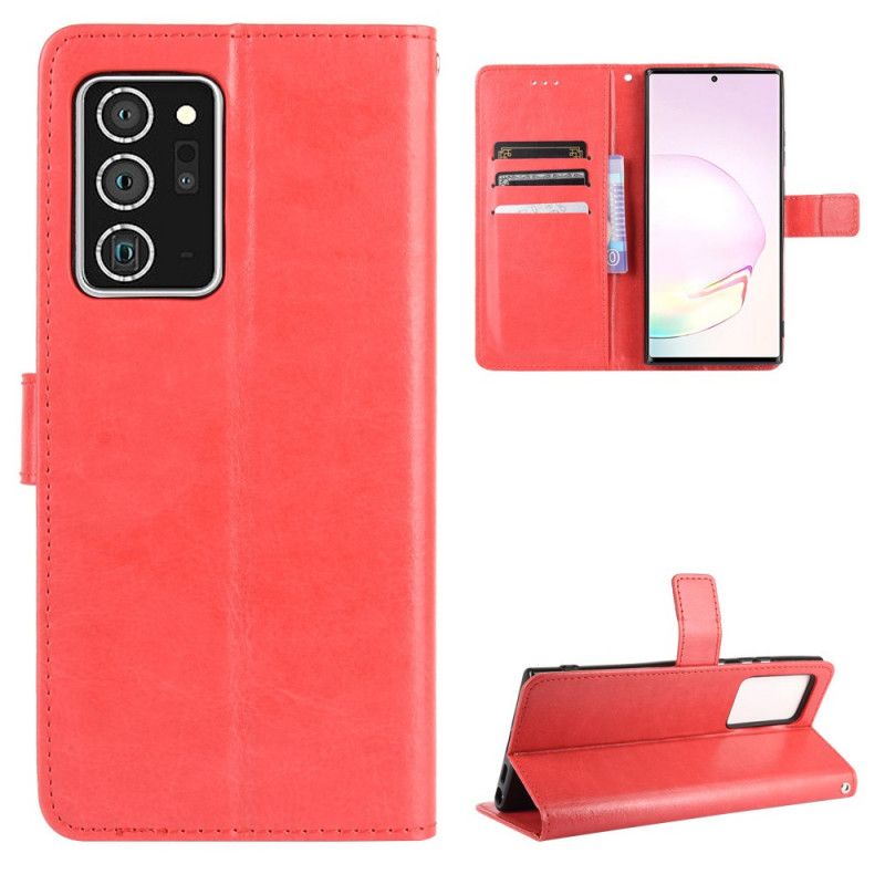 Etui Folio Samsung Galaxy Note 20 Czerwony Czarny Efektowna Sztuczna Skóra Etui Ochronne