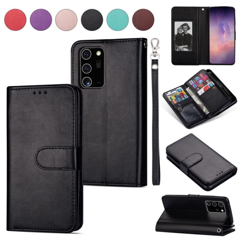 Etui Folio Samsung Galaxy Note 20 Czerwony Czarny Imitacja Skóry 9 Etui Na Karty Etui Ochronne