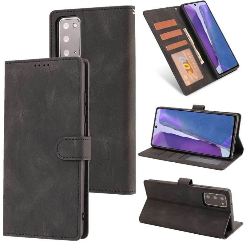 Etui Folio Samsung Galaxy Note 20 Czerwony Czarny Klasyczny Styl Retro Ze Skóry