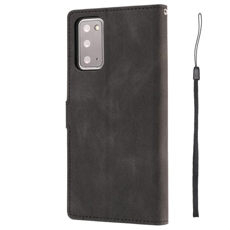 Etui Folio Samsung Galaxy Note 20 Czerwony Czarny Klasyczny Styl Retro Ze Skóry