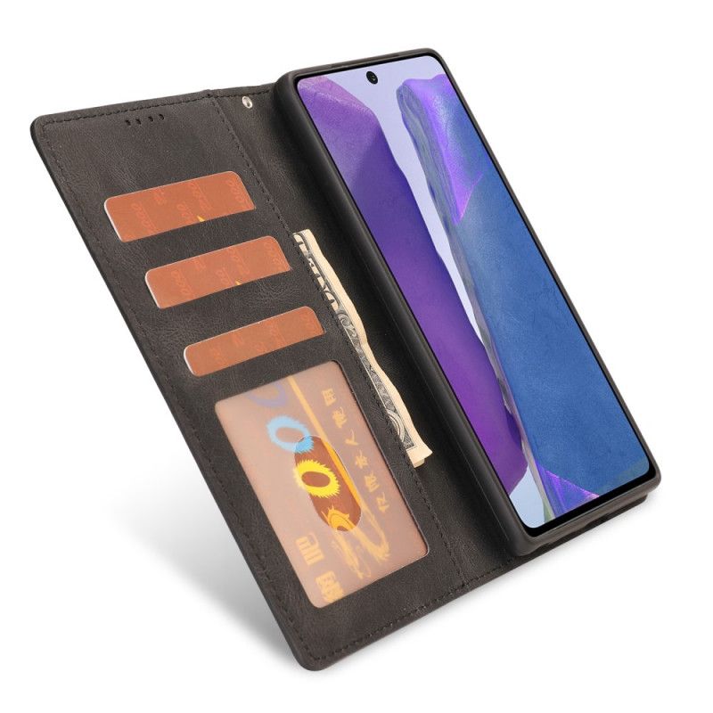 Etui Folio Samsung Galaxy Note 20 Czerwony Czarny Klasyczny Styl Retro Ze Skóry