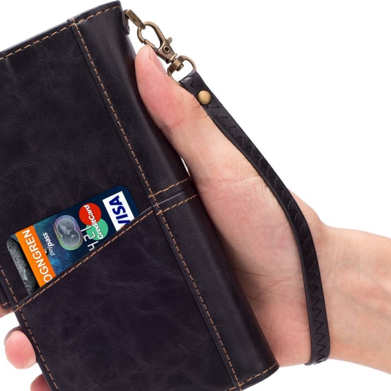 Etui Folio Samsung Galaxy Note 20 Czerwony Czarny Zapięcie Retro I Rozcięcie Z Tyłu Etui Ochronne