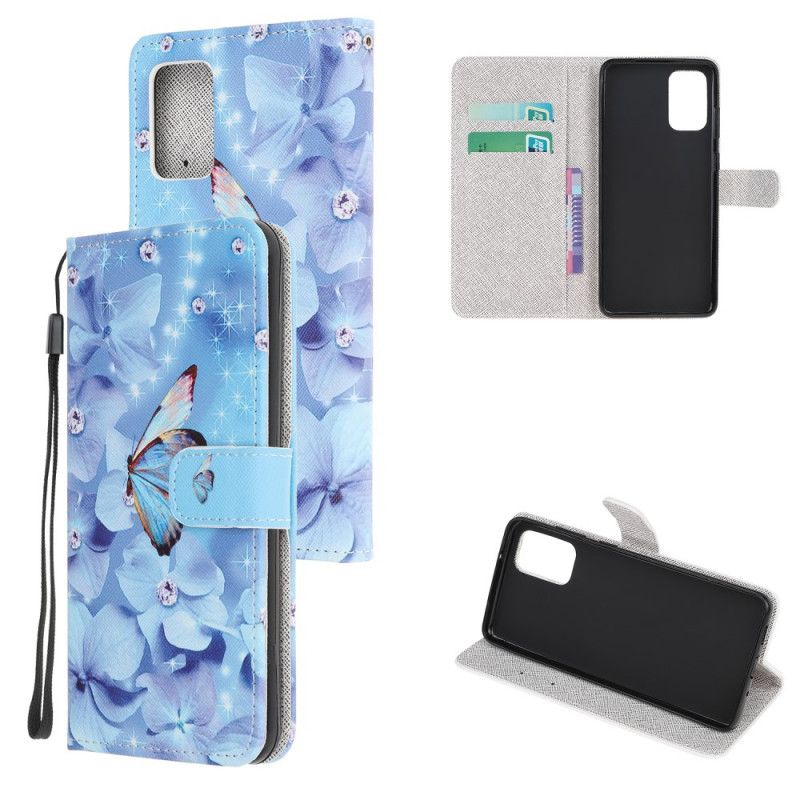 Etui Folio Samsung Galaxy Note 20 Diamentowe Motyle Ze Stringami