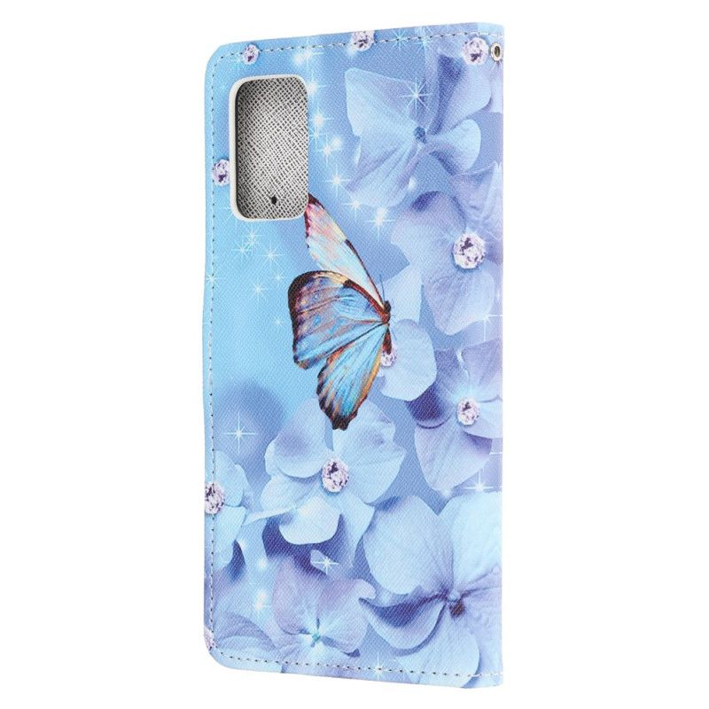 Etui Folio Samsung Galaxy Note 20 Diamentowe Motyle Ze Stringami