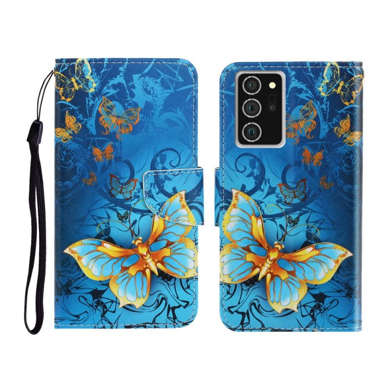 Etui Folio Samsung Galaxy Note 20 Granatowy Czarny Wersje Motylkowe Ze Stringami