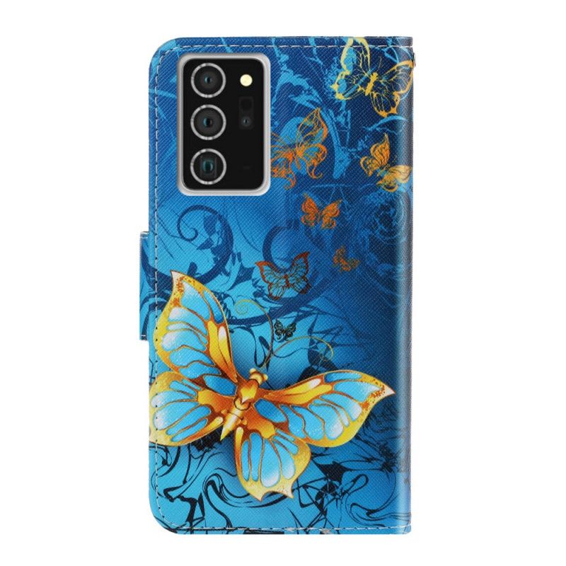 Etui Folio Samsung Galaxy Note 20 Granatowy Czarny Wersje Motylkowe Ze Stringami