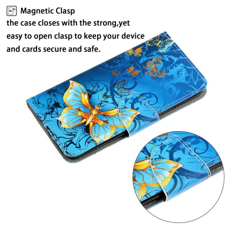 Etui Folio Samsung Galaxy Note 20 Granatowy Czarny Wersje Motylkowe Ze Stringami