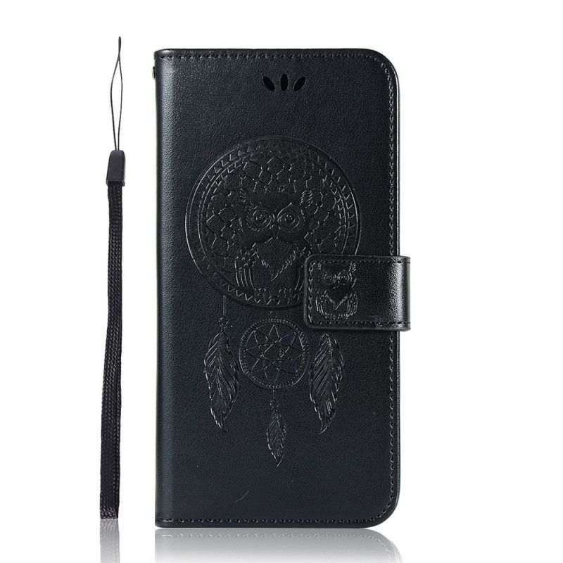 Etui Folio Samsung Galaxy Note 20 Jasnoniebieski Czarny Łapacz Snów Sowy Z Efektem Skóry