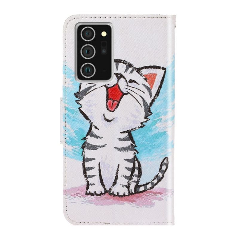 Etui Folio Samsung Galaxy Note 20 Kolorowy Kotek Ze Stringami Etui Ochronne