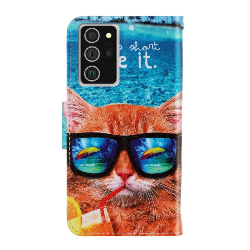 Etui Folio Samsung Galaxy Note 20 Kot Żyje W Stringach Etui Ochronne