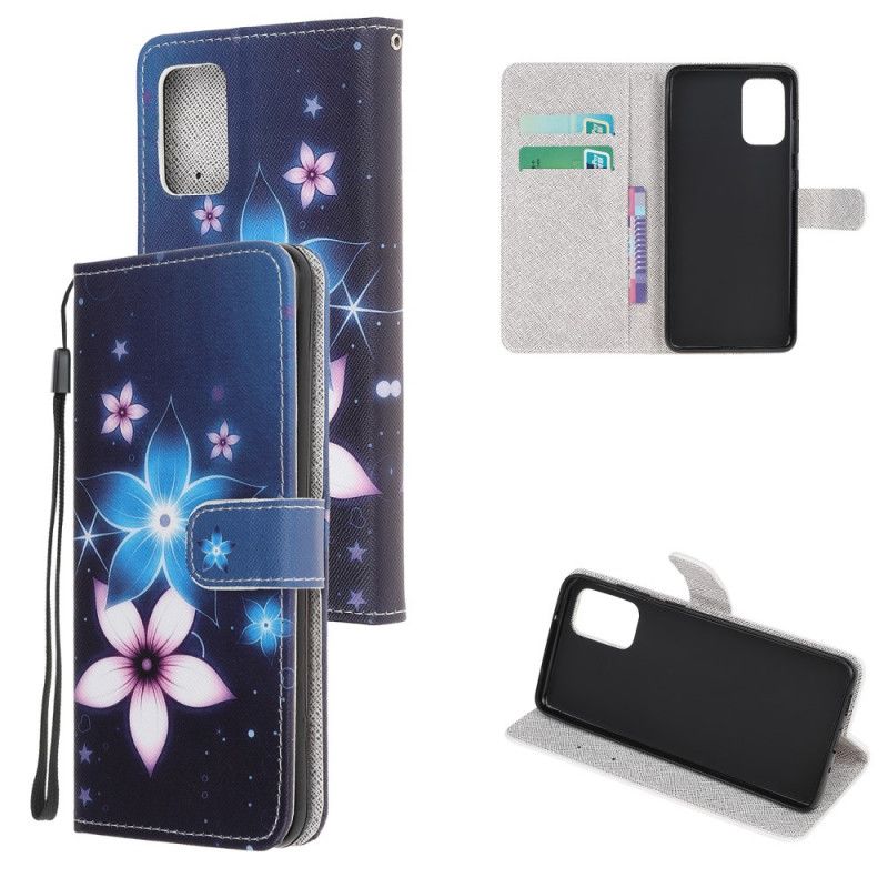 Etui Folio Samsung Galaxy Note 20 Księżycowe Kwiaty Ze Stringami