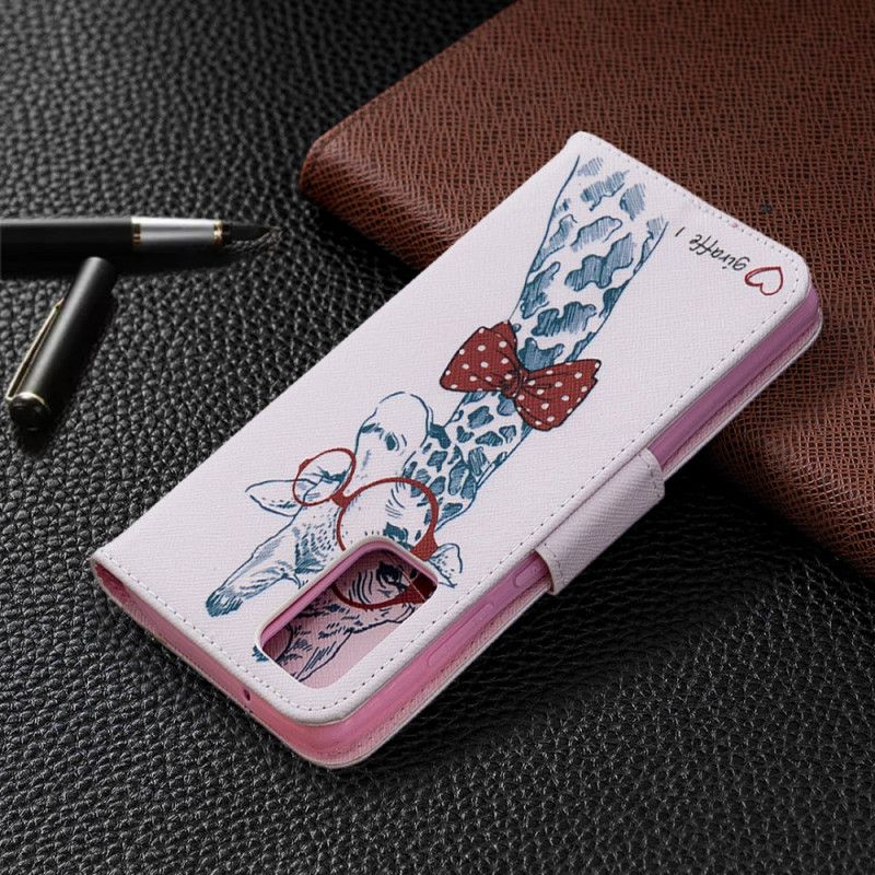 Etui Folio Samsung Galaxy Note 20 Żyrafa Kujona Etui Ochronne