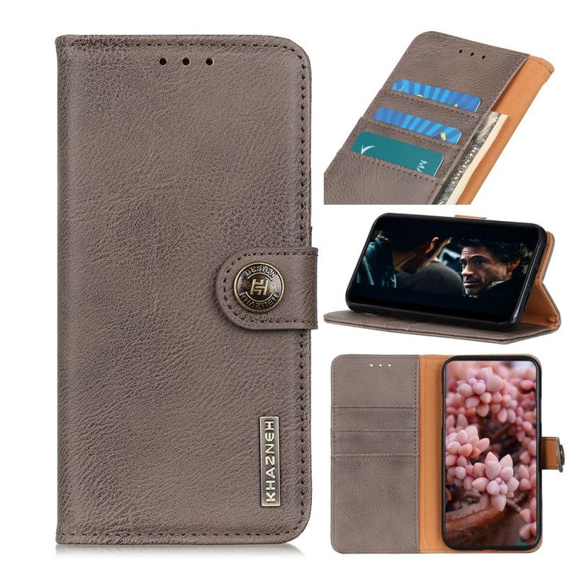 Etui Folio Samsung Galaxy Note 20 Szary Czarny Imitacja Skóry Khazneh