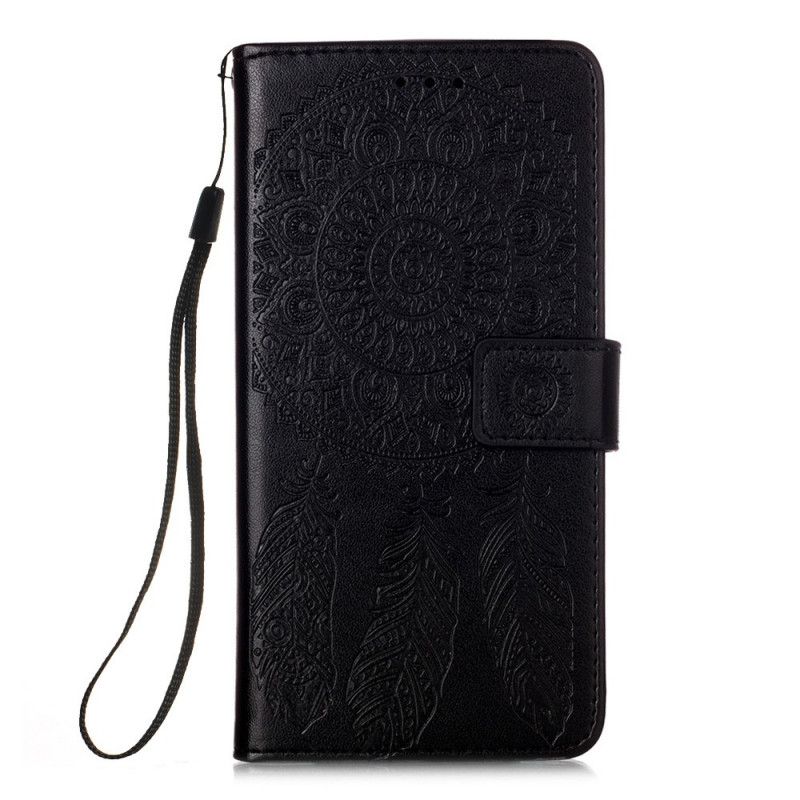 Etui Folio Samsung Galaxy Note 20 Szary Czarny Nadruk Łapacza Snów I Smycz