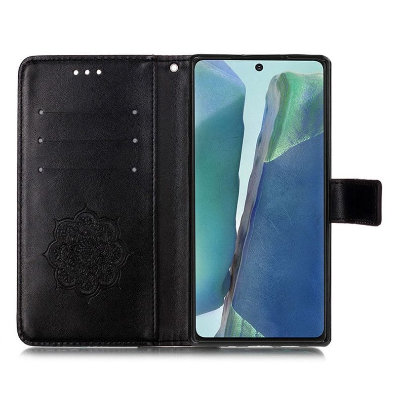 Etui Folio Samsung Galaxy Note 20 Szary Czarny Nadruk Łapacza Snów I Smycz