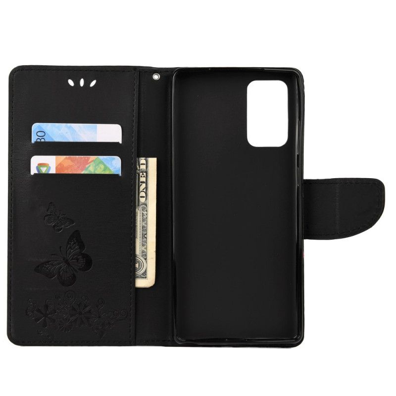 Etui Folio Samsung Galaxy Note 20 Szary Czarny Wspaniałe Motyle Stringi Etui Ochronne