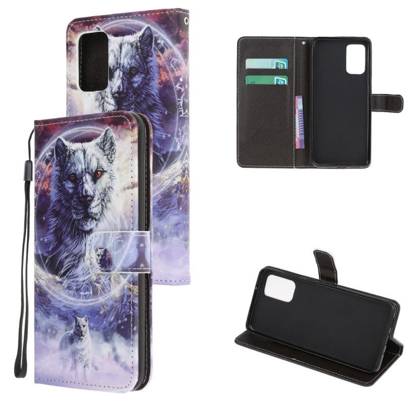 Etui Folio Samsung Galaxy Note 20 Wilk Zimą Ze Stringami Etui Ochronne