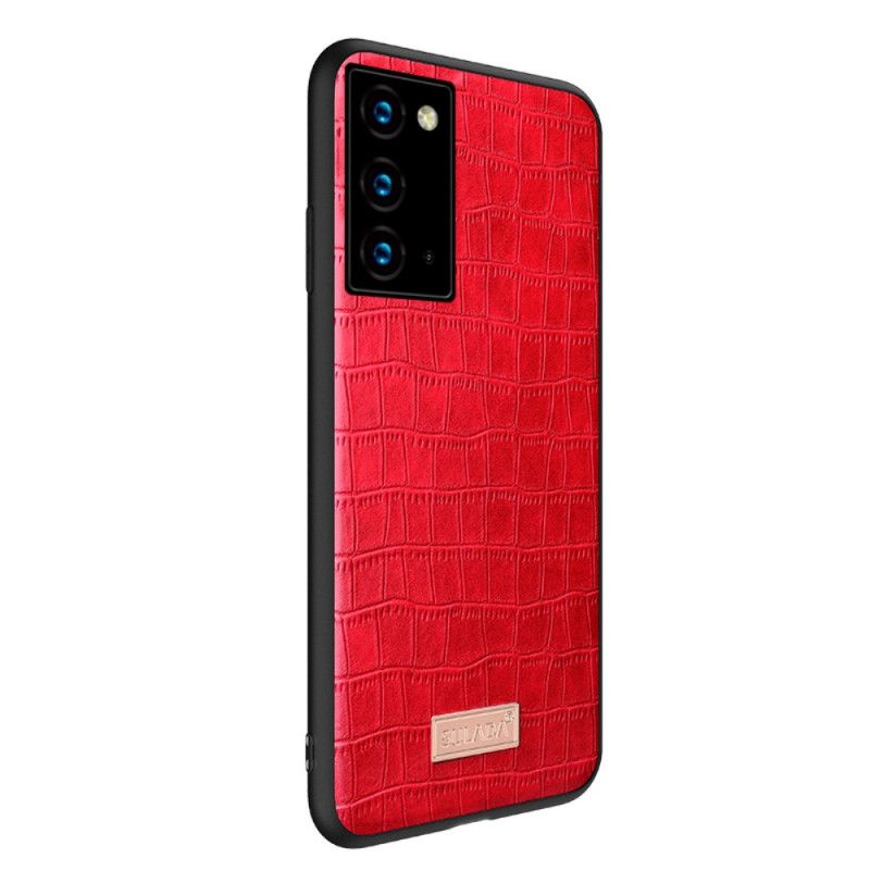 Etui Samsung Galaxy Note 20 Czerwony Czarny Efekt Skóry Krokodyla Sulada Etui Ochronne