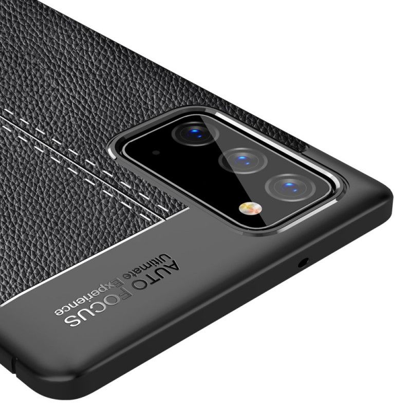 Etui Samsung Galaxy Note 20 Czerwony Czarny Efekt Skóry Z Podwójną Linią Liczi Etui Ochronne