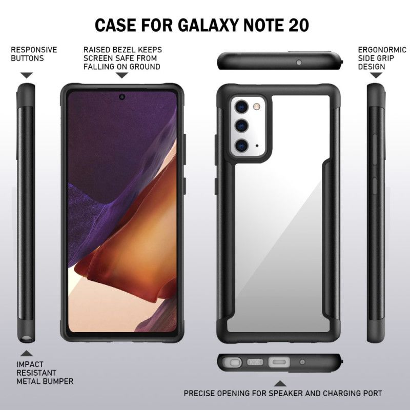 Etui Samsung Galaxy Note 20 Czerwony Czarny Fazowane Krawędzie I Metal Etui Ochronne