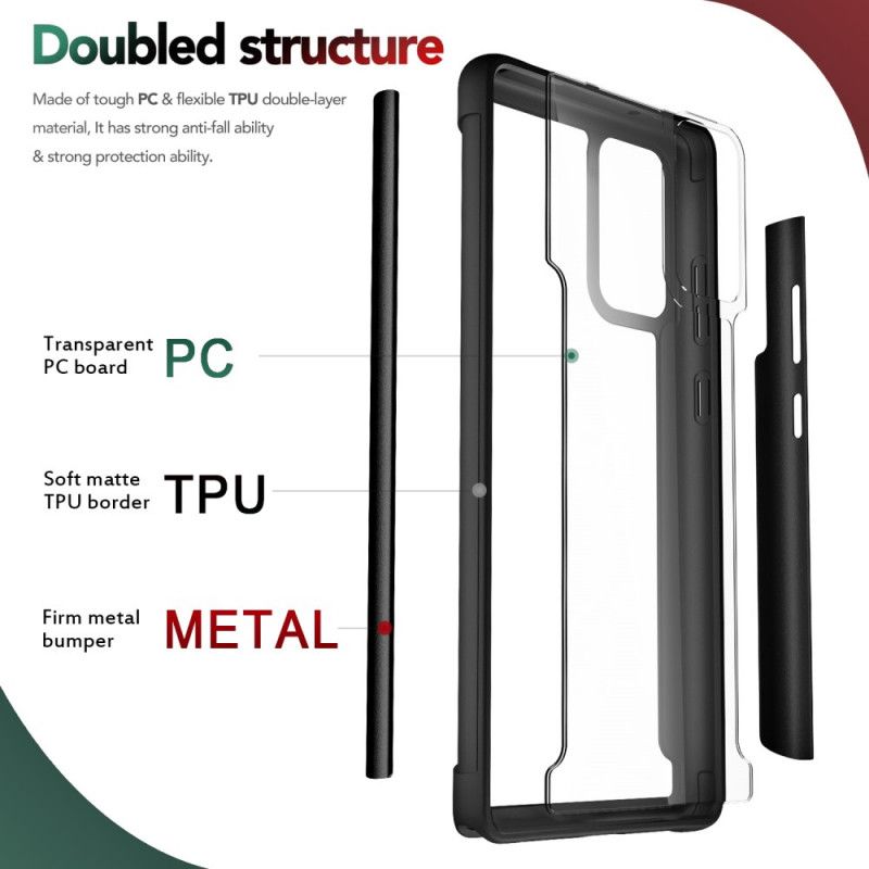 Etui Samsung Galaxy Note 20 Czerwony Czarny Fazowane Krawędzie I Metal Etui Ochronne