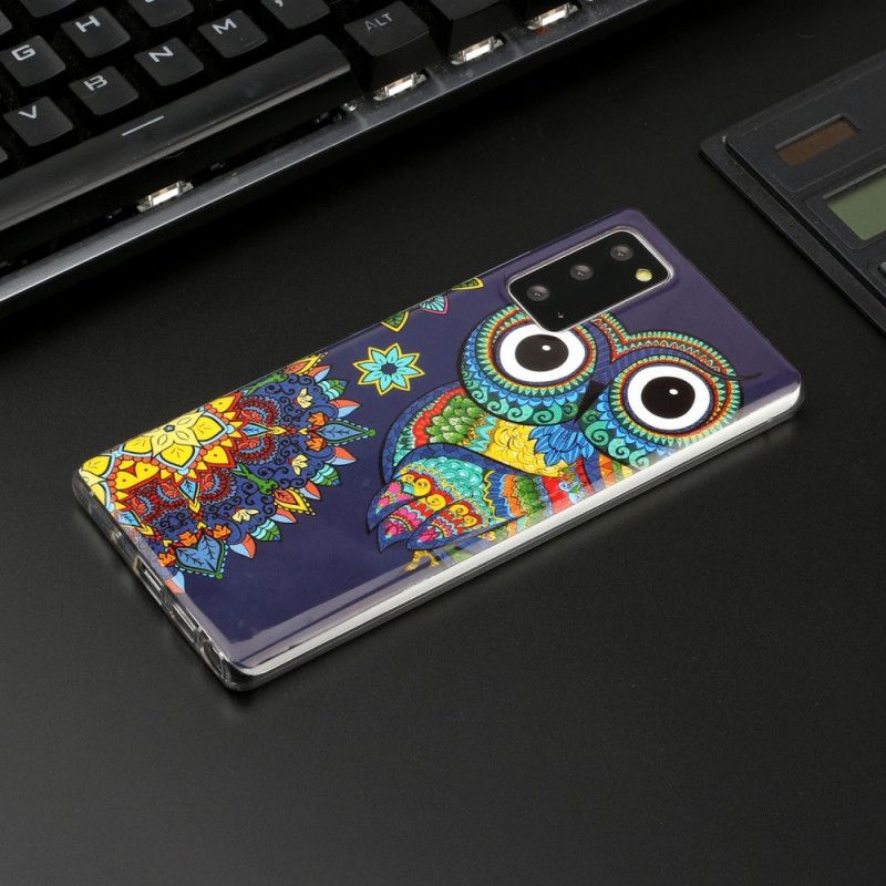 Etui Samsung Galaxy Note 20 Fluorescencyjna Sowa Mandala