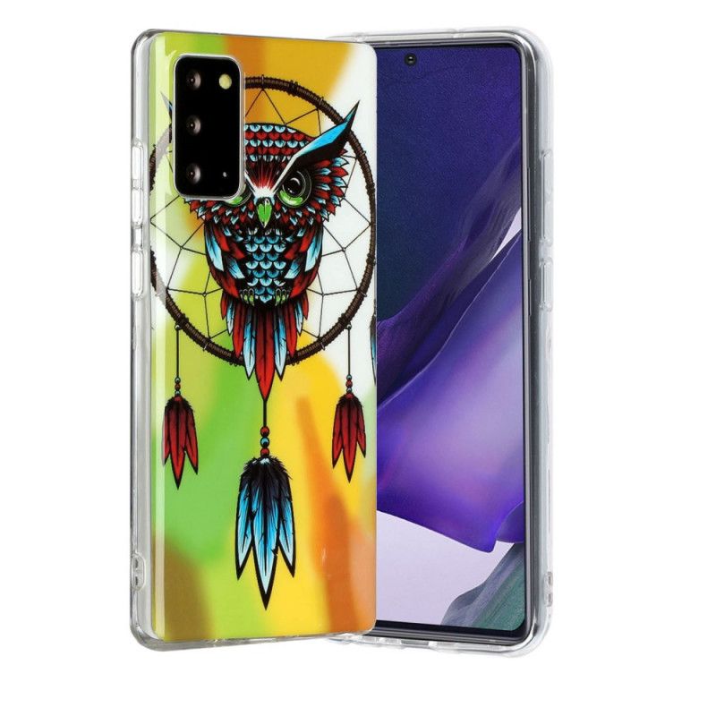 Etui Samsung Galaxy Note 20 Fluorescencyjny Łapacz Snów Sowy Etui Ochronne